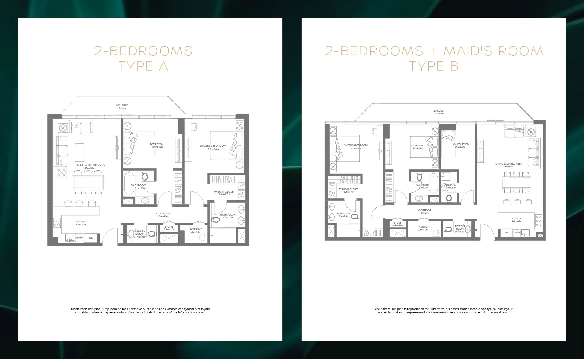 2 bedroom apartment floor plan at Louvre Abu Dhabi Residences