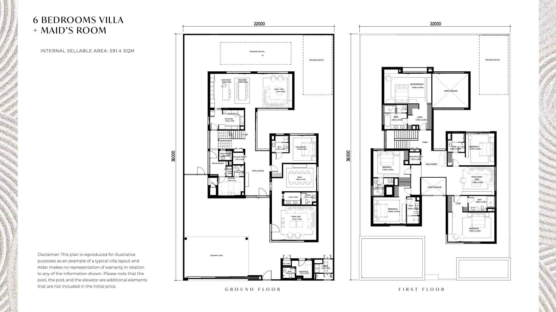 6 BED ROOMS VILLA
+ MAID’S ROOM