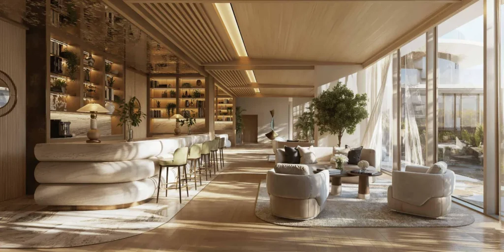 Premium residents’ lounge and social space at Mandarin Oriental by Aldar