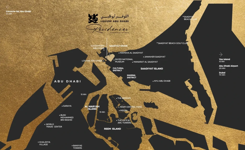 Louvre Residences location in Saadiyat Cultural District
