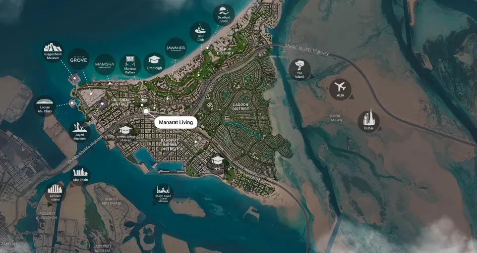 Manarat Living location on Saadiyat Island Abu Dhabi