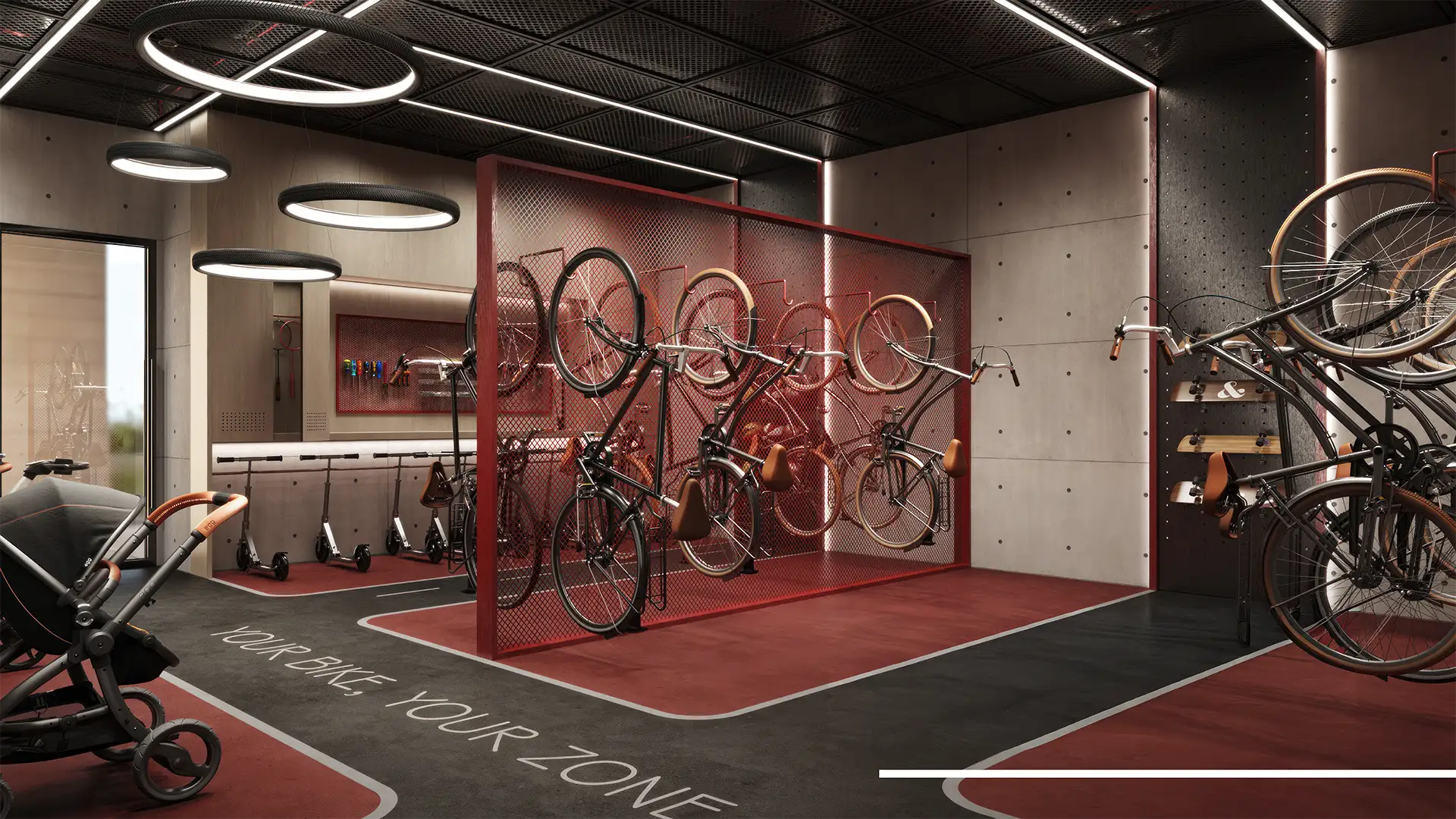 Bicycle racks and cycling facilities at Manarat Living