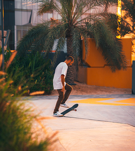 Outdoor lifestyle and recreational spaces at Manarat Living Abu Dhabi