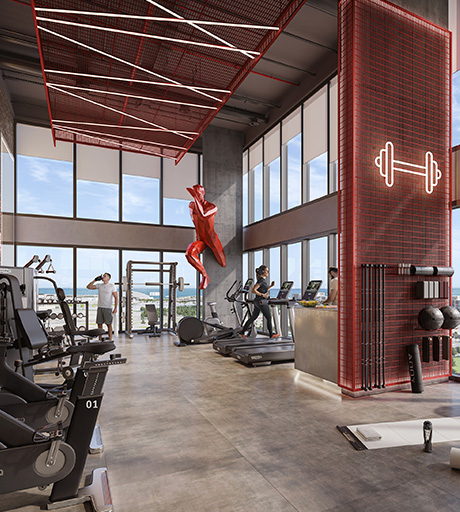 Modern fitness center and gym facilities at Manarat Living