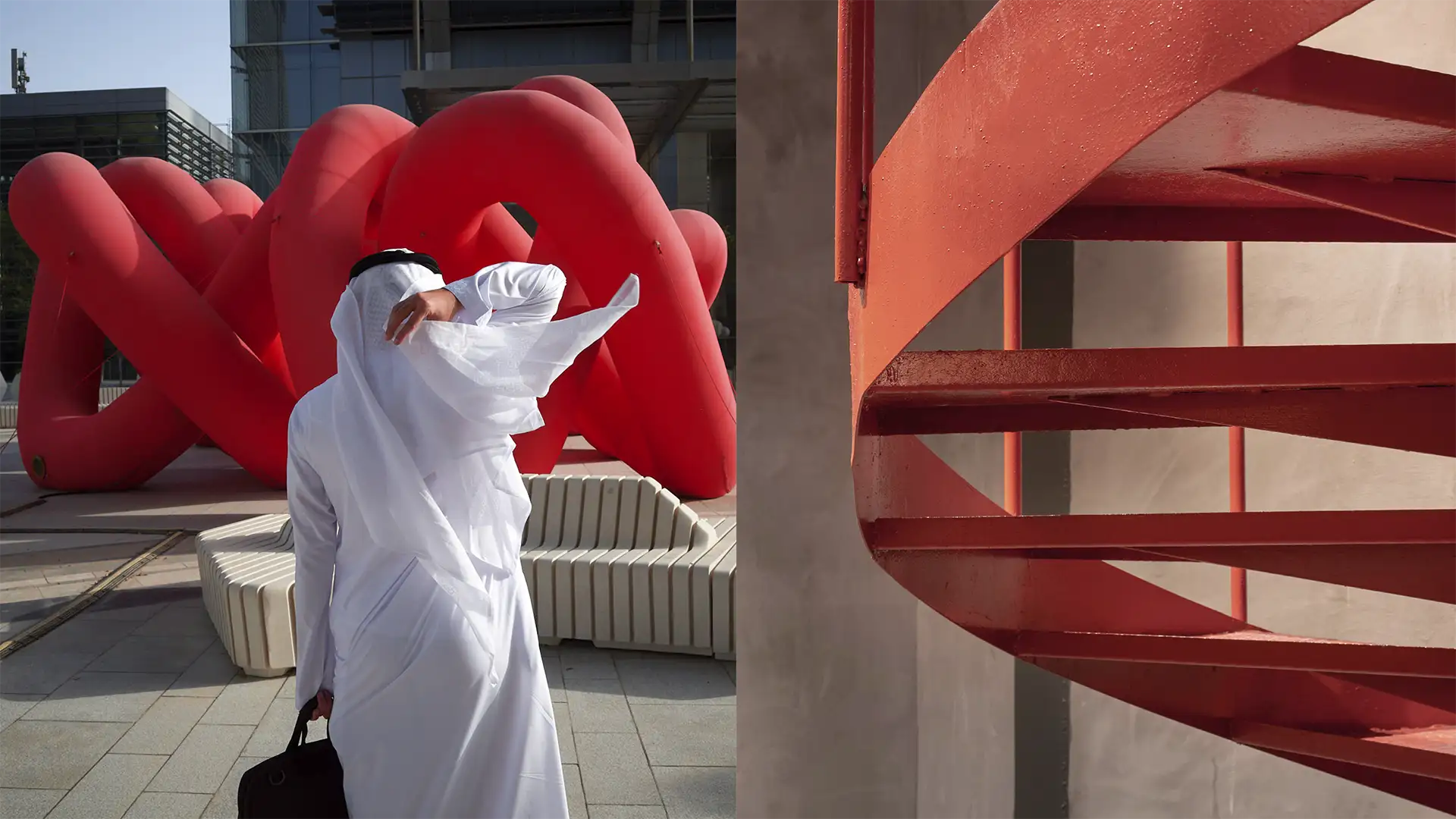 Cultural plaza and community space at Manarat Living Abu Dhabi