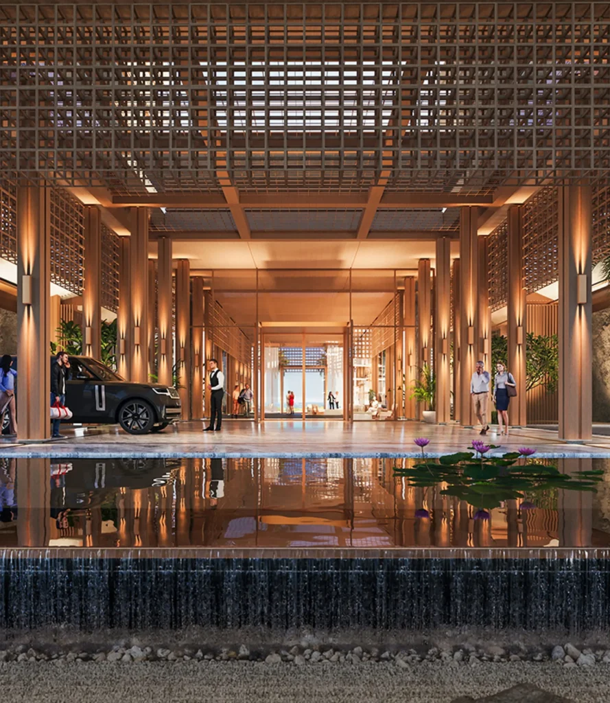 Elegant lobby and arrival experience at Nobu Residences