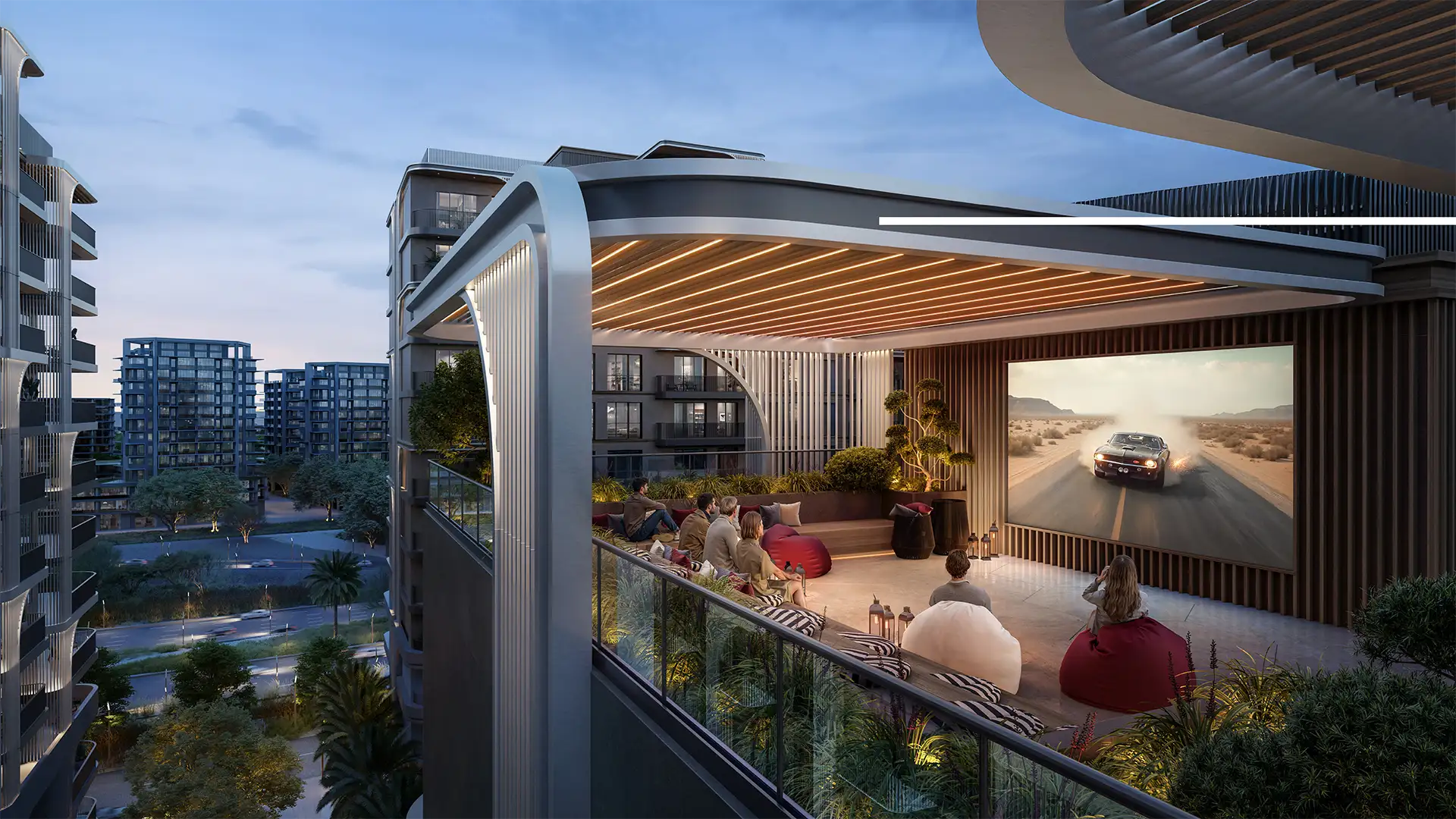 Rooftop cinema lounge at Manarat Living Abu Dhabi