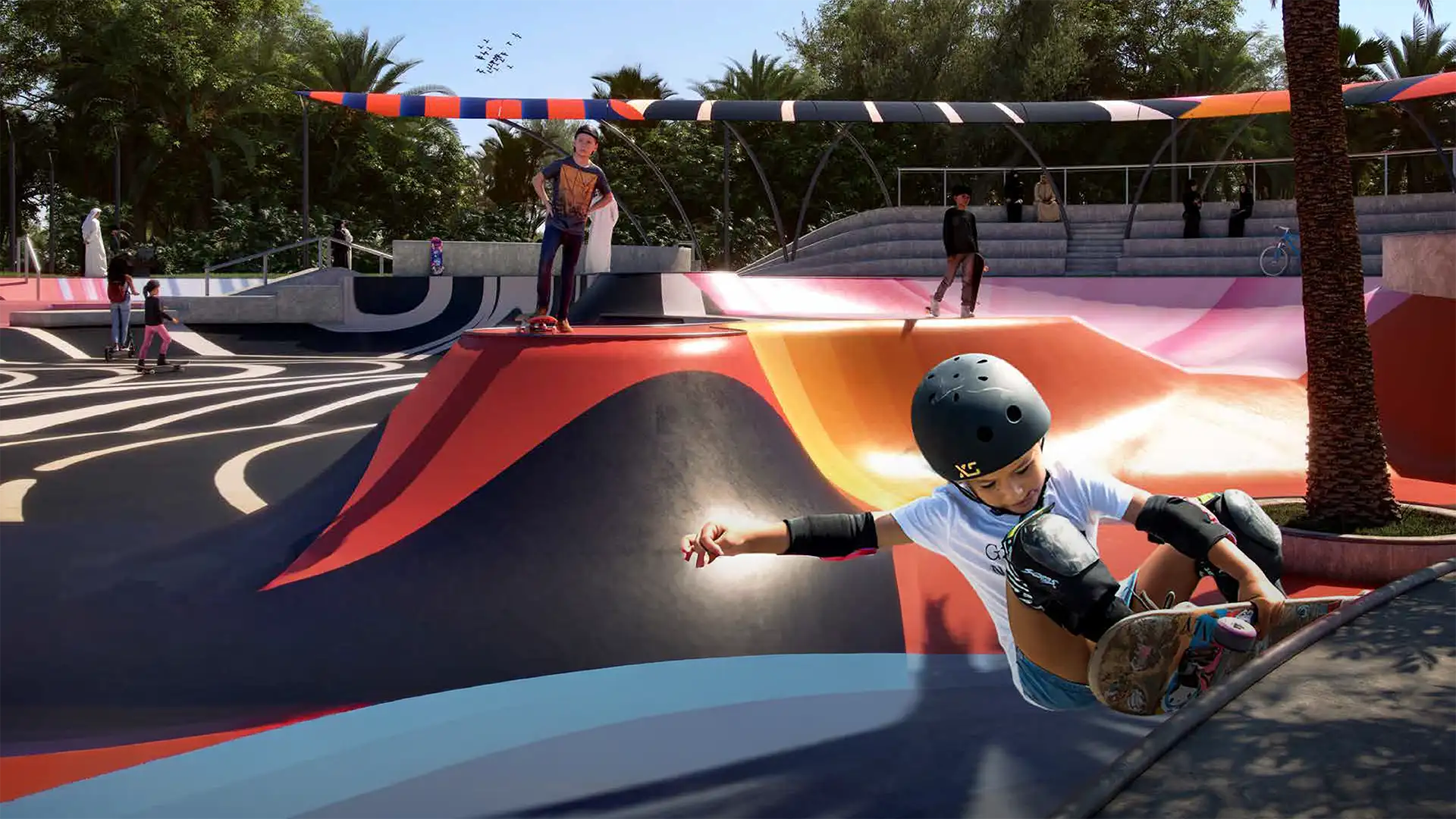 Skate park and youth recreation area at Saadiyat Lagoons