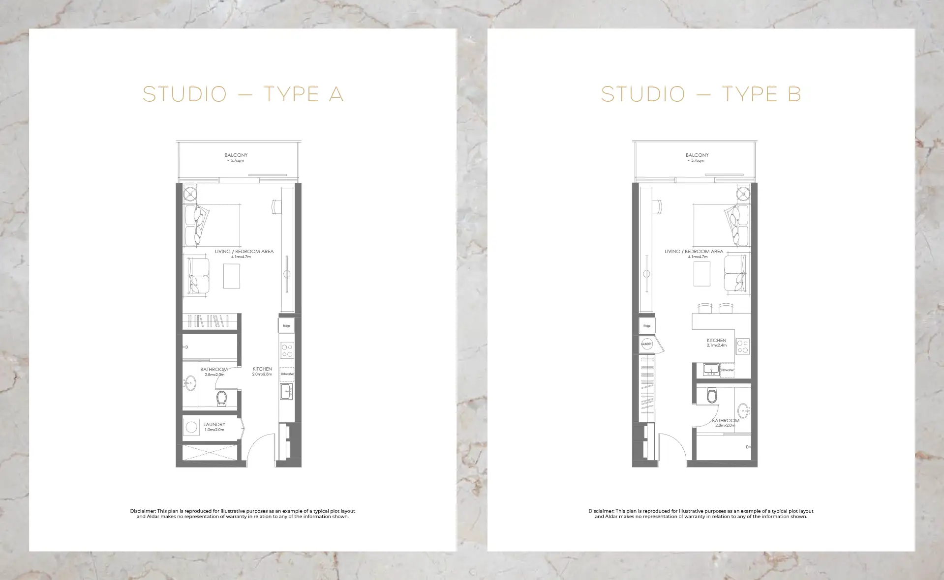 Studio Type apartments floor plan at Louvre Abu Dhabi Residences